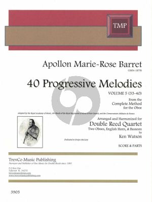 Barret 40 Progressive Melodies Vol.5 (No.23-40) for 2 Oboes/English Horn/Bassoon Score/Parts (arranged by Ken Watson) (from the Complete Method for the Oboe)