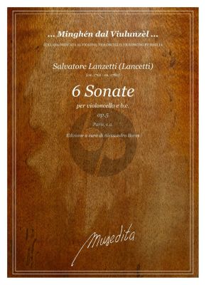 Lanzetti 6 Sonate Op. 5 Violoncello e Basso (Score/Parts) (Alessandro Bares)