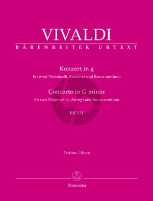 Vivaldi Concerto g-minor RV 531 for 2 Violoncellos, Strings and Basso continuo (Full Score) (edited by Bettina Schwemer)