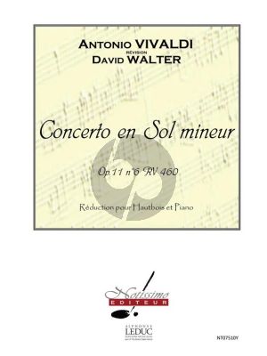 Vivaldi Concerto En Sol Mineur Op.11 No.6 RV460 for Oboe Piano