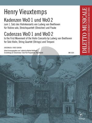 Vieuxtemps Kadenzen WoO 1 und WoO 2 1. Satz des Konzerts für Violine und Orchester in D-Dur op. 61 von Ludwig van Beethoven (Violine solo-Streichquartett und Timpani) (Part./Stimmen)