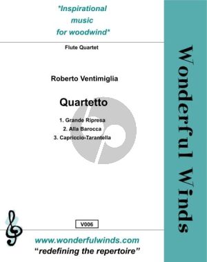 Ventimiglia Quartetto for 2 Flutes in C, Alto Flute and Bass Flute Score and Parts