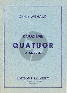 Milhaud Quatuor a Cordes No. 12 Op. 252 Partition de Poche