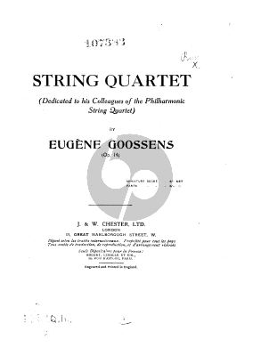 Goossens String Quartet Op. 14 Parts