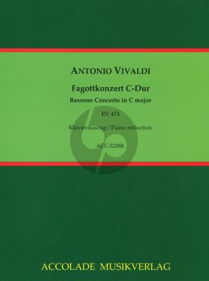 Vivaldi Concerto C-major RV 474 Bassoon-Strings and Bc (piano reduction) (Jean-Christophe Dassonville)
