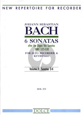 Bach 6 Sonatas after the Organ Trio Sonatas Vol.2 BWV 527-528 for Alto Recorder and Piano (Edited by Bernard Thomas)