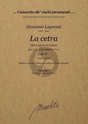 Legrenzi La Cetra Libro Quarto di Sonate Op. 10 Vol. 1 Score-Parts (Sonate per 2 Strumenti e Bc)