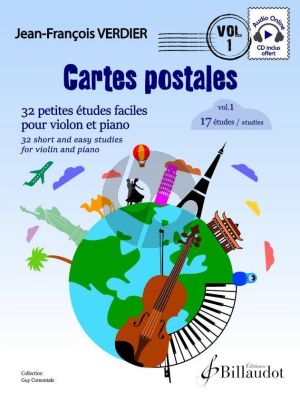 Verdier Cartes Postales Vol. 1 17 Etudes Violon et Piano (Book with CD and Audio online)