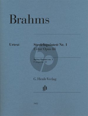 Brahms Streichquintett No.1 F-dur Op.88 fur 2 Violinen, 2 Violas und Violoncello Stimmen (Herausgegeben von Kathrin Kirsch) (Henle Urtext)