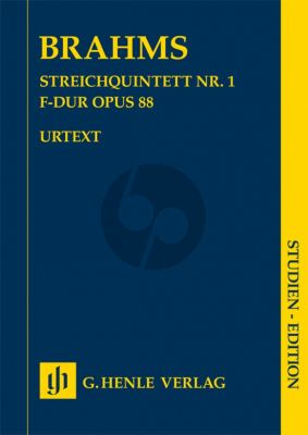 Brahms Streichquintett No.1 F-dur Op.88 fur 2 Violinen, 2 Violas und Violoncello Studienpartitur (Herausgegeben von Kathrin Kirsch) (Henle Urtext)
