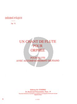 Paque Un chant de flûte pour Orphée Flute and piano