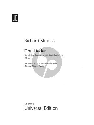 Richard Strauss 3 Lieder Op.29 / TrV 172 for Medium Voice and Piano