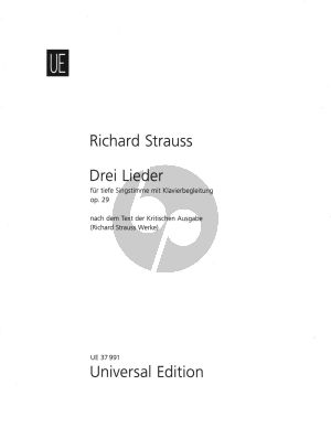 Richard Strauss 3 Lieder Op.29 / TrV 172 for Low Voice and Piano