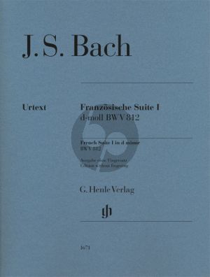 Bach French Suite I d minor BWV 812 Piano solo WITHOUT FINGERING (Editor Ullrich Scheideler)