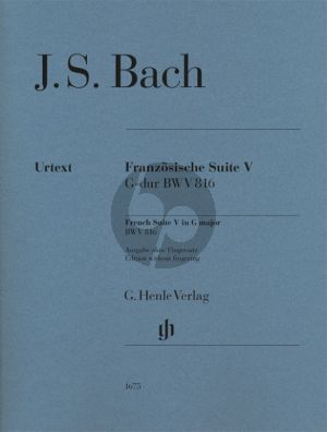 Bach French Suite V G major BWV 816 Piano solo WITHOUT FINGERING (Editor Ullrich Scheideler)