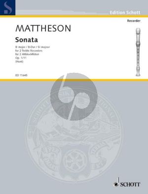 Mattheson Sonata Bb-Major Op. 1 No. 11 2 Treble Recorders (Edgar Hunt)