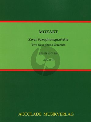 Mozart 2 Saxophonquartette KV 159 & KV 160 4 Saxophonen (SATB) (Part./Stimmen) (arr. Dirk-Michael Kirsch)