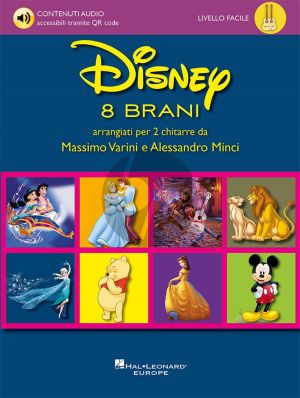 Disney 8 Brani 2 Guitars (Big note scores + audio files via QR code) (Massimo Varini and Alessandro Minci)