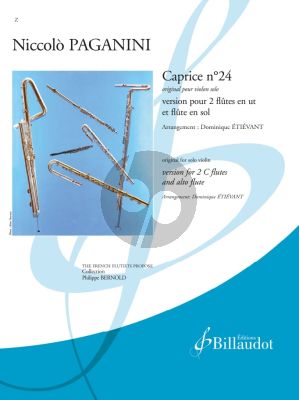 Paganini Caprice no.24 for 2 Flutes in C and an Alto Flute (Score and Parts) (Arranged by Dominique Etievant)