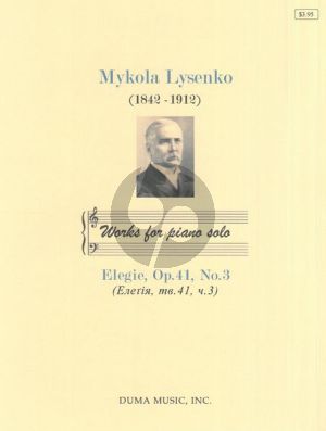 Lysenko Elegie Op. 41 No.3 for Piano solo