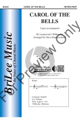 Leontovich Carol of the Bells 2-Part Choir and Piano (arr. Peter J. Wilhousky and Steve Kupferschmid)