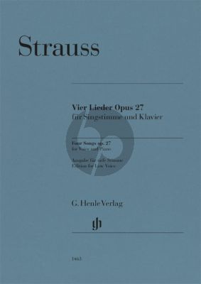 Strauss R. 4 Songs Op.27 Voice and Piano for Low Voice (Edited by Annette Oppermann)