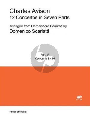 Avison 12 Concertos in 7 Parts Vol. 5 No. 9 - 10 for 4 violins, viola, cello and Bc Score