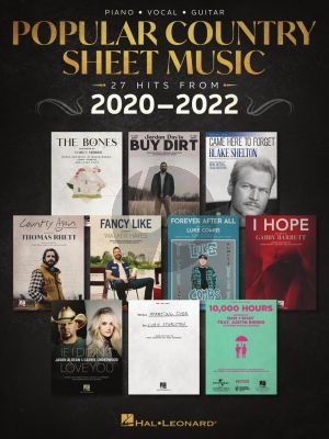 Popular Country Sheet Music Piano-Vocal-Guitar (27 Hits from 2020-2022)