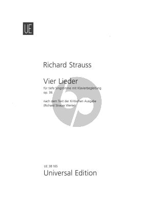 Strauss 4 Songs Op.36 for Low Voice and Piano (Based on the text of "Richard Strauss Works · Critical Edition)