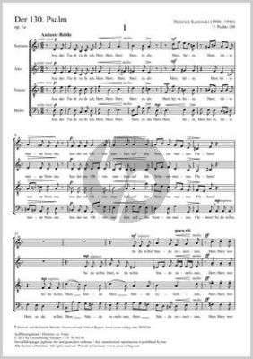 Kaminski Psalm 130 Op. 1A Sopran solo und SATB (Barbara Grossmann) (1910)