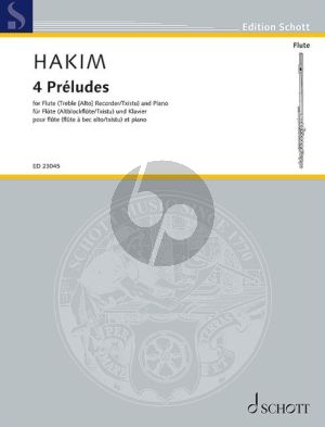 Hakim 4 Préludes for Flute (Treble [Alto] Recorder/Txistu) and Piano