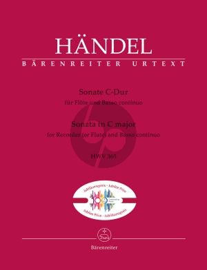 Handel Sonata C-major HWV 365 for Flute and Basso continuo (edited by Hans-Peter Schmitz, Terence Best, Max Schneider)