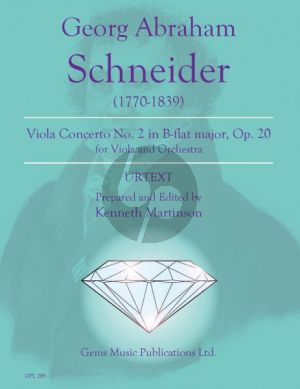 Schneider Viola Concerto No.2 in B-flat major Op.20 Score and 10 Parts (Edited by Kenneth Martinson) (Urtext)