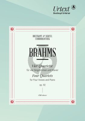 Brahms 4 Quartette Op.92 SATB und Klavier (herausgegeben von Bernd Wiechert)