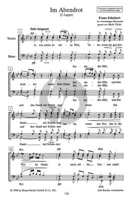 Schubert Im Abendrot fur Mannerchor TTBB a Capella Chorpartitur (Herausgeber Jakob Christ)