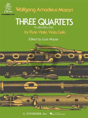 Mozart 3 Quartets KV 285, KV 285b and KV298 for Flute, Violin, Viola and Violoncello Score and Parts (Edited by Louis Moyse)