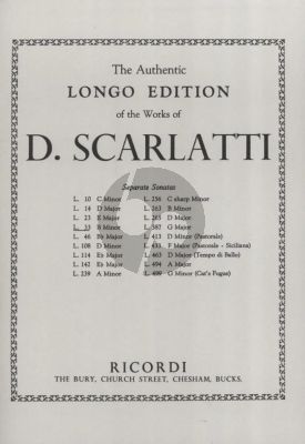 Scarlatti Sonata B-Minor L.33 / K.87 for Piano Solo (Edited by Alessandro Longo)
