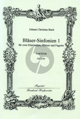 Bach 6 Sinfonien 1 (No.1 - 3) 2 Clar.- 2 Horns[Bb]- 2 Bns. (Score) (edited by Fritz Stein)