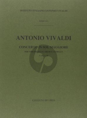 Vivaldi Concerto G-major RV 414 F.III n.19 Violoncello-Strings-Bc (Full Score) (edited by G.F. Malipiero)