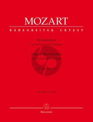 Mozart Einzelsätze KV 261-269(261a)-373 Violin-Orchestra Full Score (edited by Christoph-Hellmut Mahling) (Barenreiter-Urtext)