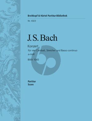 Bach Concerto a-moll BWV 1065 4 Cembali-Str.-Bc Partitur