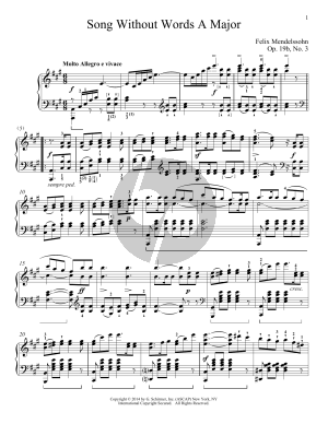 Song Without Words In A Major, Op. 19, No. 3