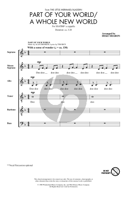 Part Of Your World/A Whole New World (from The Little Mermaid/Aladdin) (arr. Deke Sharon)