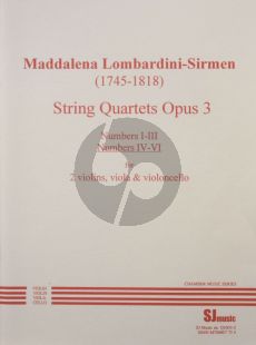 Lombardini-Sirmen 6 Quartets Op. 3 No. 4 - 6 2 Violins-Viola and Violoncello (Score/Parts)