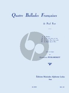 Puig-Roget 4 Ballades Françaises pour Chant et Piano