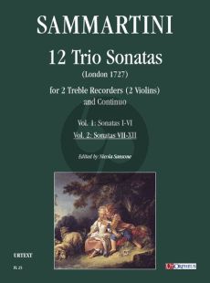 Sammartini 12 Trio Sonatas Vol.2 (No.7-12) (London 1727) (2 Treble Rec.[2 Vi.]-Bc)