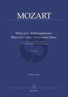 Mozart Missa KV 317 C-dur "Kronungs-Messe" arr. for Soli-SATB-Organ (arr. Martin Focke) (Barenreiter)