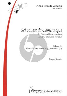 Bon Di Venezia 6 Sonate da Camera Op.1 Vol.2 No.4-6 for Flute and Bc (Edited by Dragan Karolic)