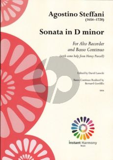 Steffani Sonata D-Minor Treble Recorder and Basso Continuo (Edited by David Lasocki) (Basso Continuo by Bernard Gordillo)