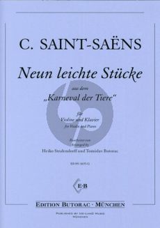 Saint-Saens 9 leichte Stücke aus der Karnaval der Tiere für Violine und Klavier
